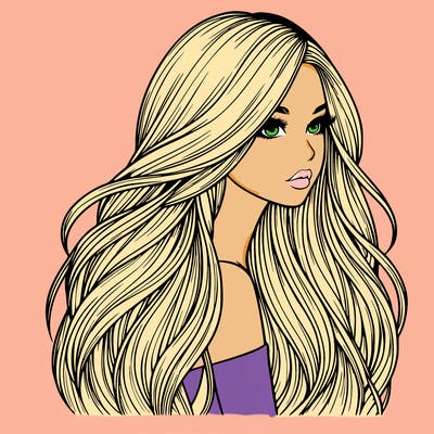 realistic girl with long realistic hair