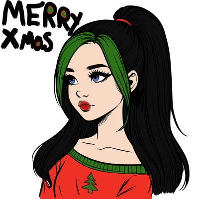 realistic girl with a high ponytail