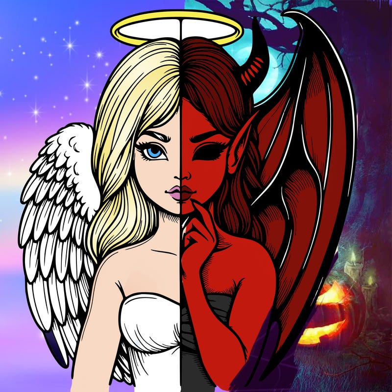 realistic angel half demon