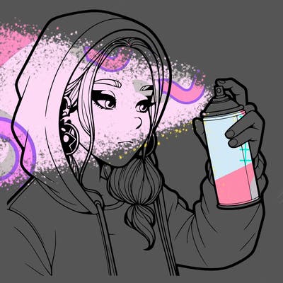 a realistic girl, spray painting