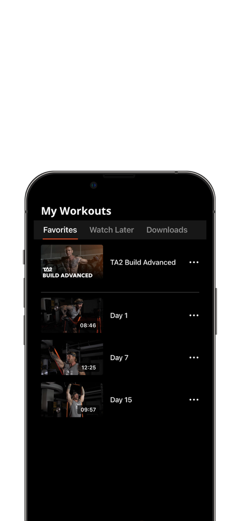 Undersun Fitness - Undersun Fitness app showing a list of favorite resistance band workouts