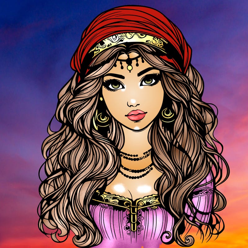 realistic beautiful mysterious gypsy girl