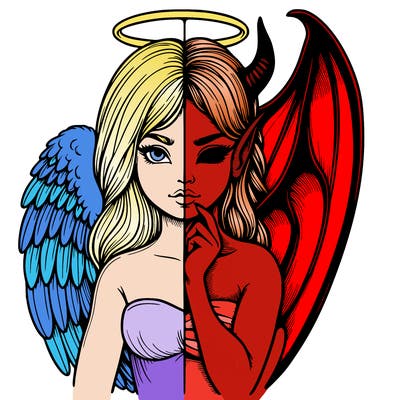 realistic angel half demon