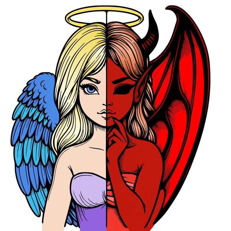 realistic angel half demon