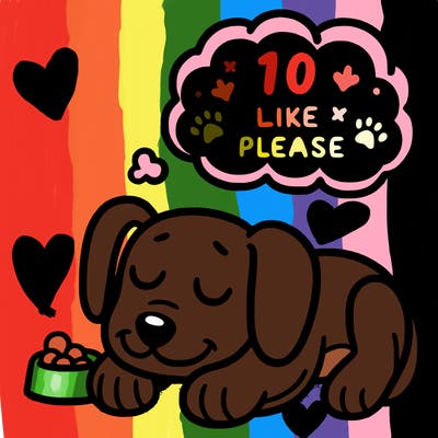 a cute dog, taking a nap dreaming of something that says 10 like please