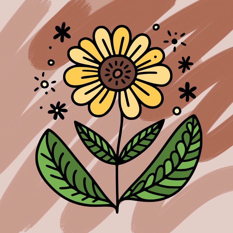 whimsical doodle art of simple flower
