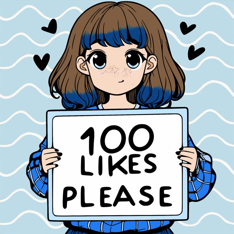 a girl holding a sign saying 100 likes please