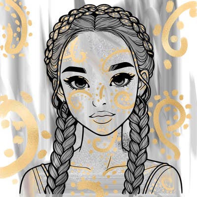 realistic girl with braids