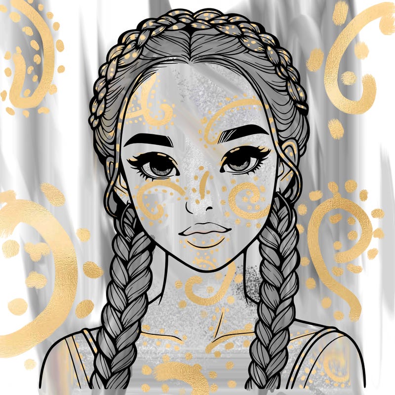 realistic girl with braids