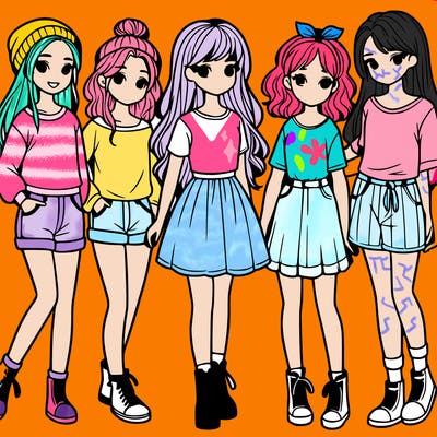 a group of five girls