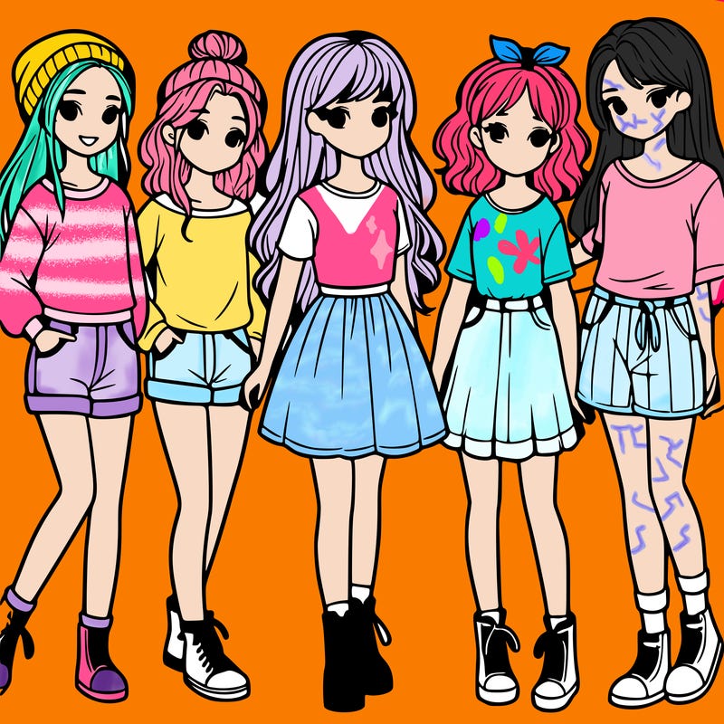 a group of five girls