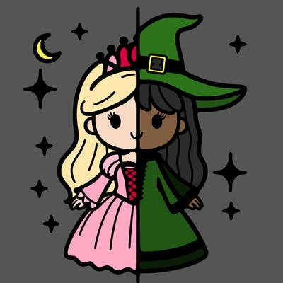 split princess and witch