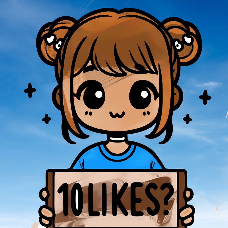 cute girl that is holding a sign that says 10 likes?