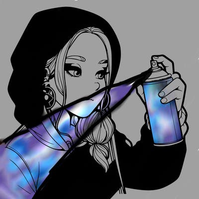 a realistic girl, spray painting