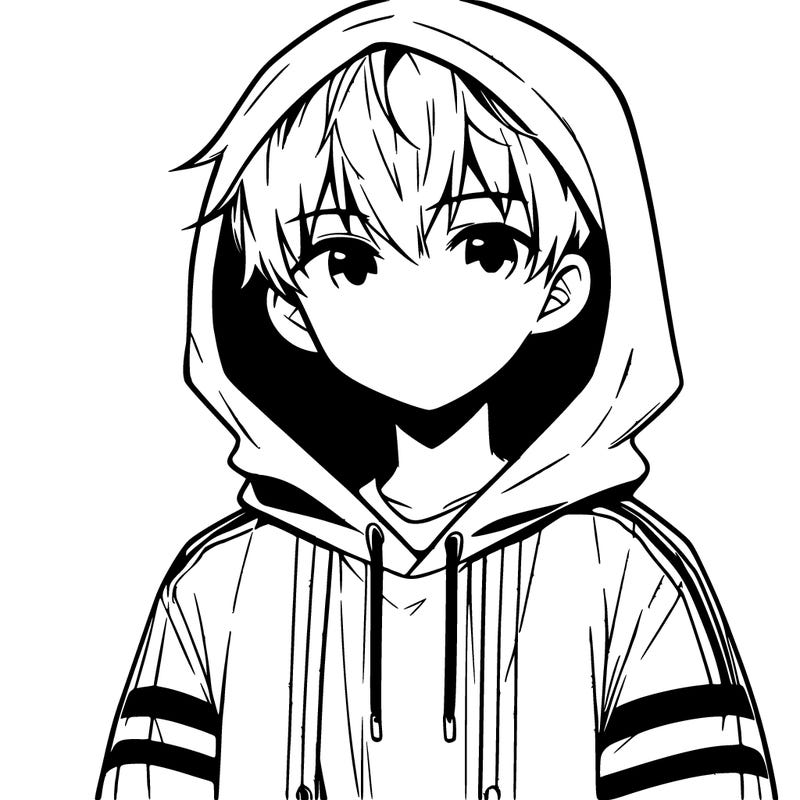 manga boy in a hoodie