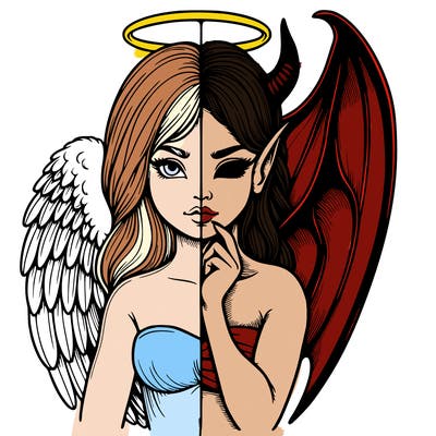 realistic angel half demon