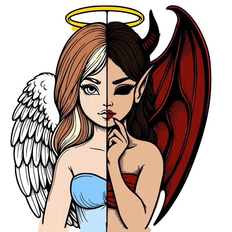 realistic angel half demon