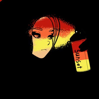 a realistic girl, spray painting