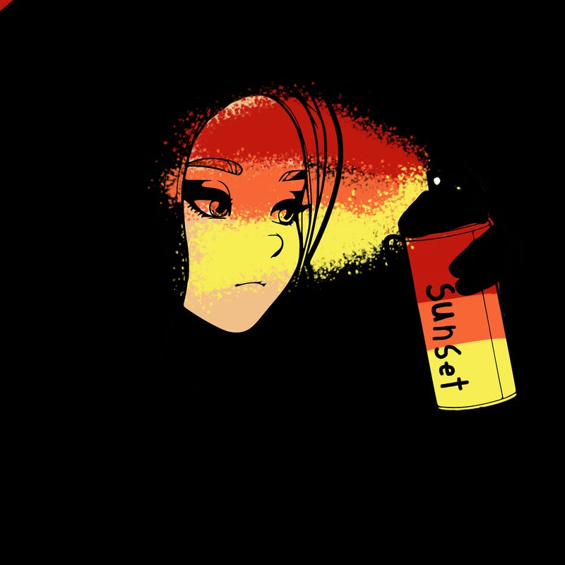 a realistic girl, spray painting