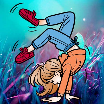 girl doing a back flip