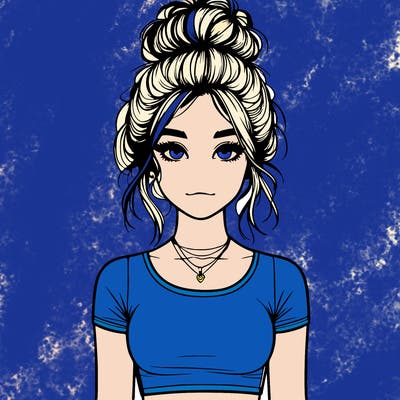 realistic girl with messy bun and croptop