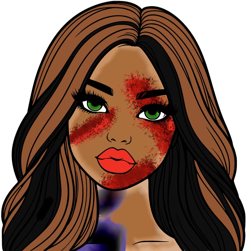 realistic girl with big lips and long hair