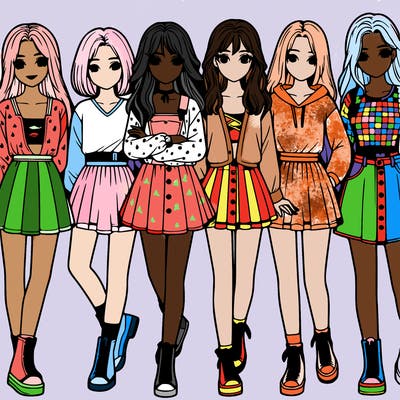 a group of girls realistic
