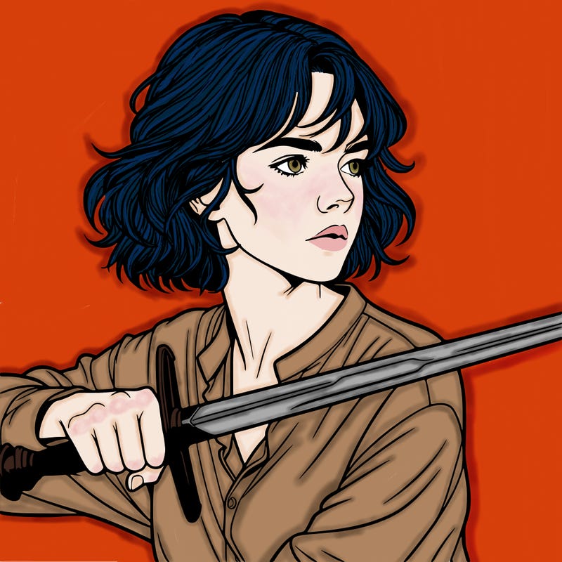 realistic girl with a sword