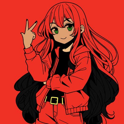 one anime girl with long hair and a cool pose