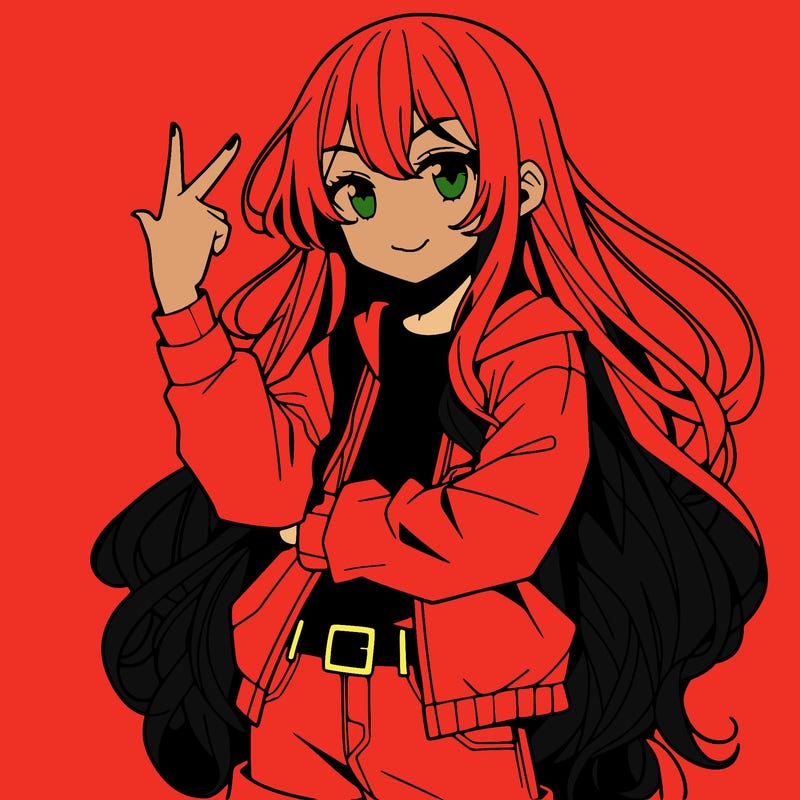 one anime girl with long hair and a cool pose