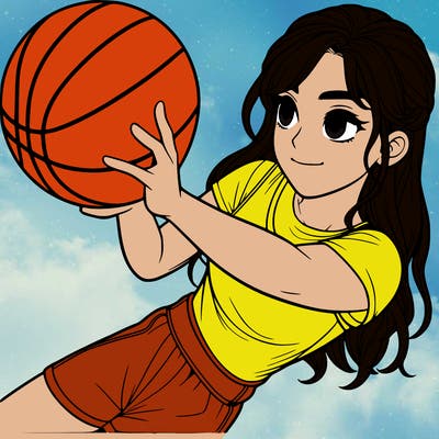 realistic girl playing basketball