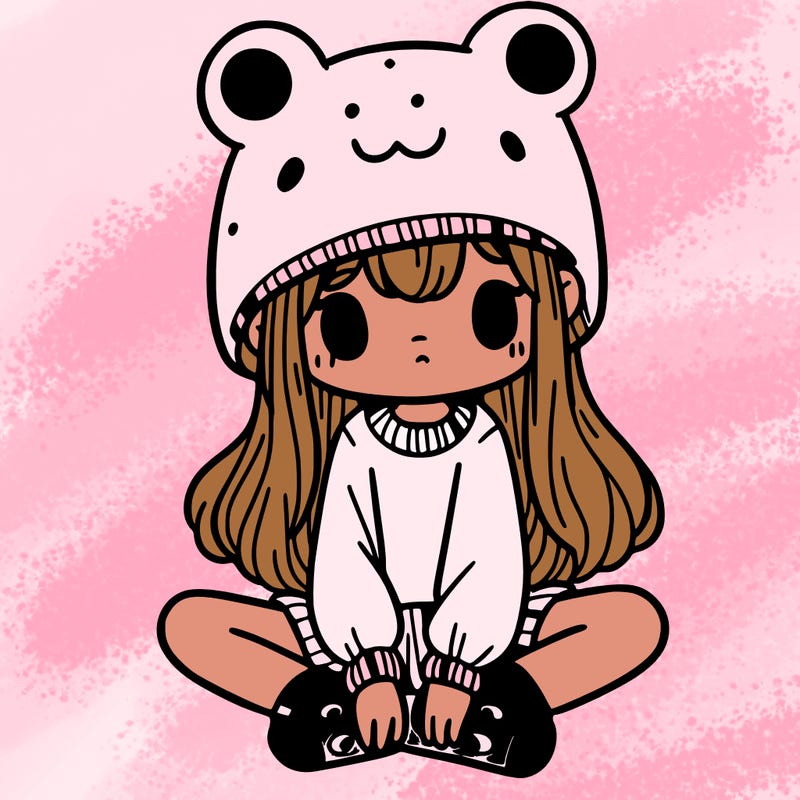 a girl wearing a frog hat and some frog socks