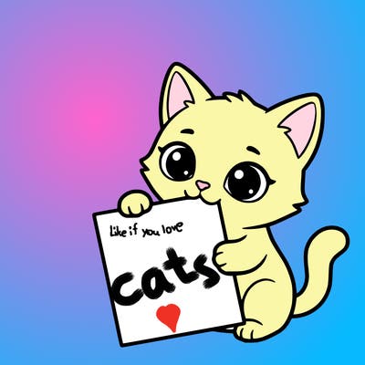 a small cat with a blank sheet of paper in its hand. the cat is sooooooo cute!