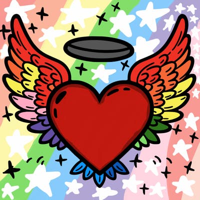 a heart with angel wings