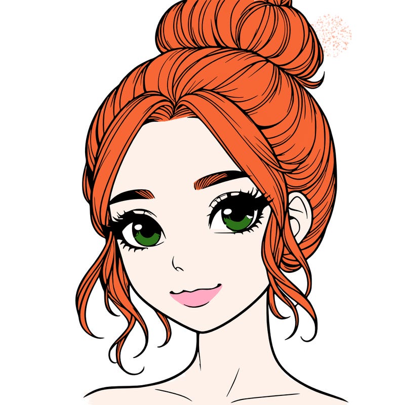realistic pretty girl with hair in bun