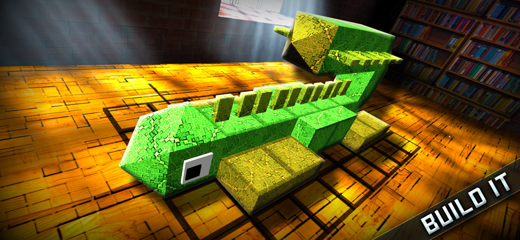 A green voxel monster created in the MonsterCrafter Pro game interface