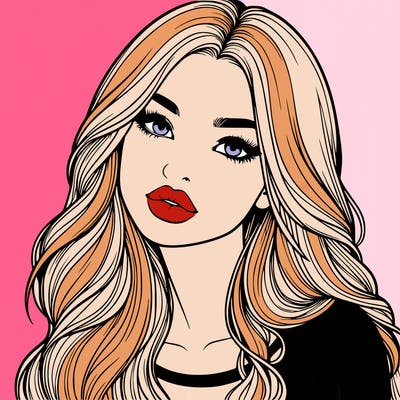 realistic girl with hair on her hair and lips