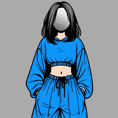 realistic girl faceless with baggy pants and a crop top