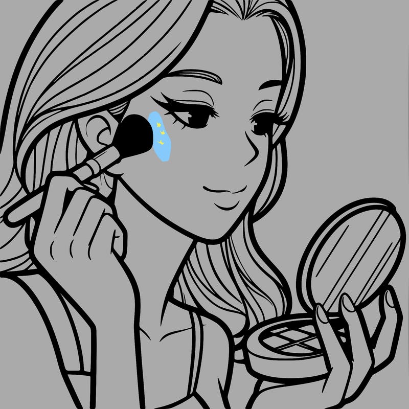 little girl putting on makeup