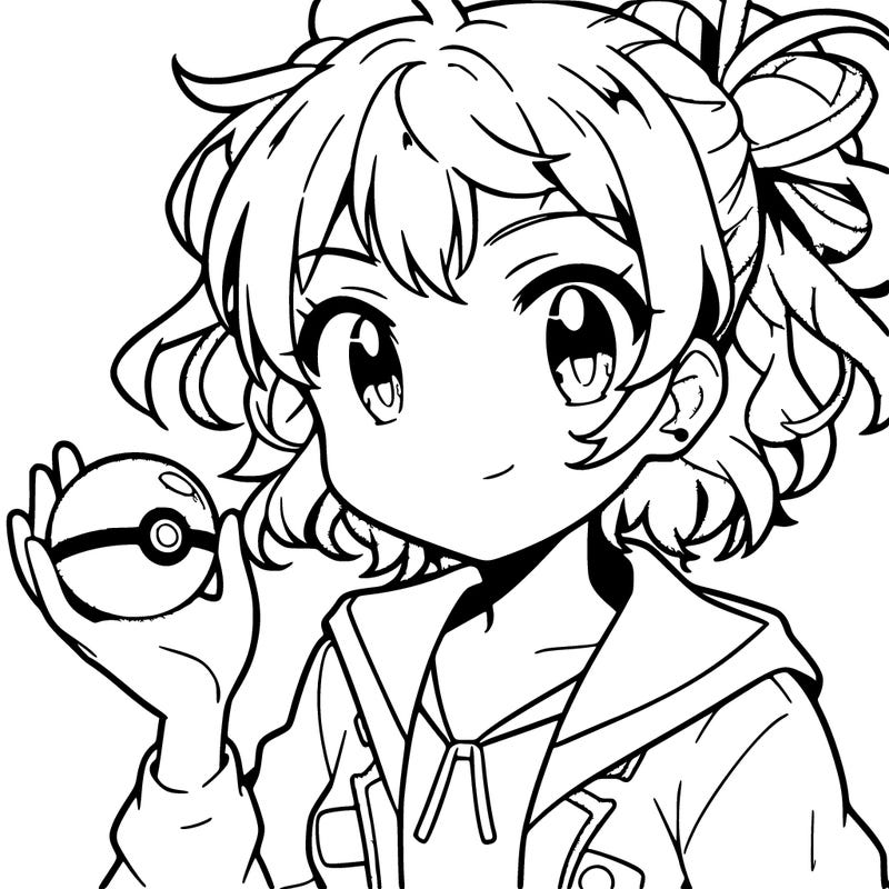 one female manga holding a pokeball