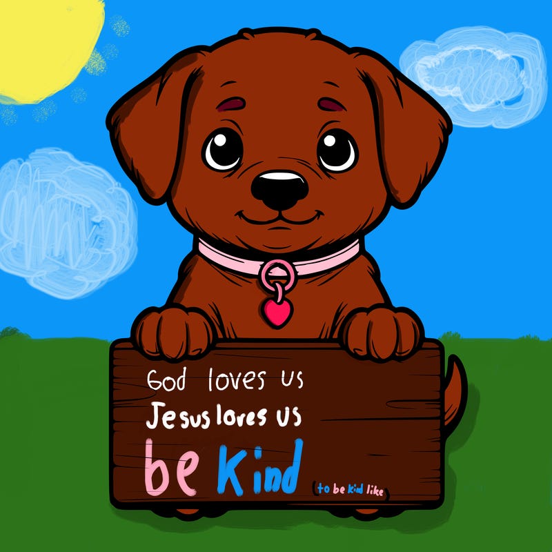 realistic puppy holding sign