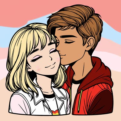 realistic girl and boy  love