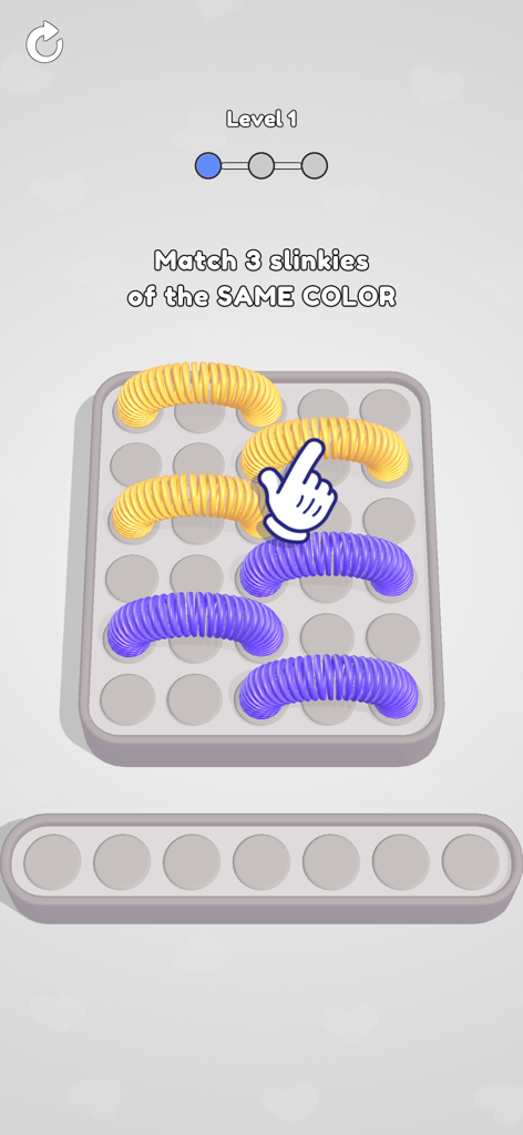 Slinky Jam gameplay tutorial showing how to match three slinkies of the same color