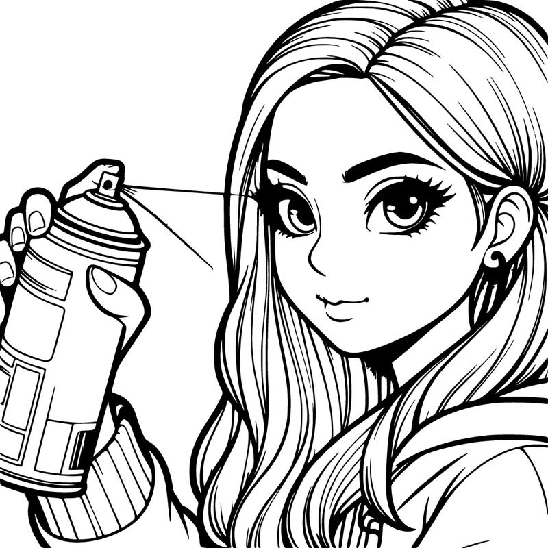 a realistic girl spray, painting