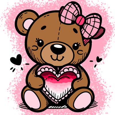 teddy bear hugging a heart