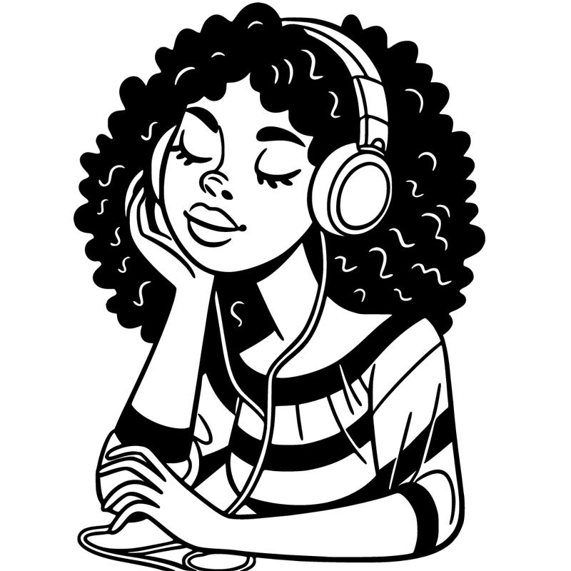black woman listening to music