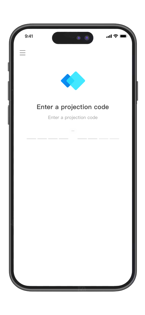 IdeaShare - IdeaShare mobile app screen requesting a projection code to connect with a smart display
