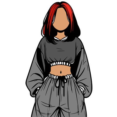 realistic girl faceless with baggy pants and a crop top