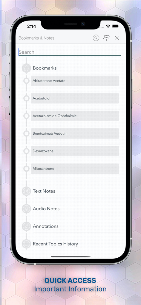 Drugs in Pregnancy Lactation - Interface do aplicativo móvel mostrando marcadores e notas para referências clínicas de medicamentos durante a gravidez e lactação.