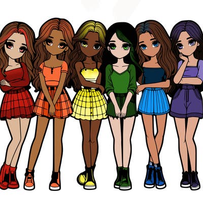 a group of girls realistic